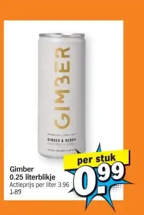 Albert Heijn Gimber 0.25 literblikje aanbieding