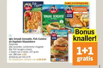 Albert Heijn Iglo Smaak Sensatie, Fish Cuisine en Kapitein Klassiekers aanbieding