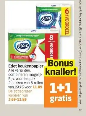 Albert Heijn Edet keukenpapier aanbieding