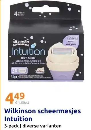 Action Wilkinson scheermesjes Intuition aanbieding