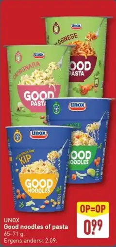 ALDI Unox Good noodles of pasta aanbieding