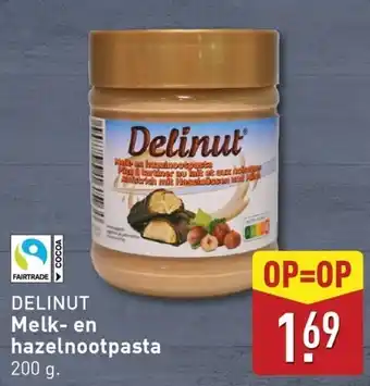 ALDI DELINUT Melk en hazelnootpasta aanbieding