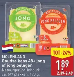 ALDI Molenland goudse kaas 48+ jong of jong belegen aanbieding