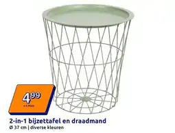 Action 2-in-1 bijzettafel en draadmand aanbieding