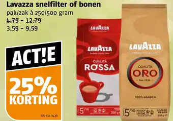 Poiesz Lavazza snelfilter of bonen aanbieding