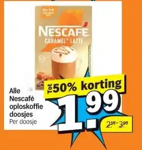 Albert Heijn Alle Nescafé oploskoffie doosjes aanbieding