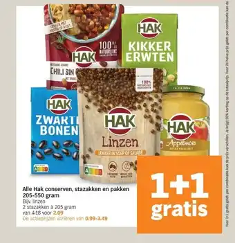 Albert Heijn Alle Hak conserven, stazakken en pakken aanbieding