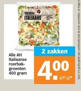 Albert Heijn Alle AH Italiaanse roerbak- groenten 400 gram aanbieding