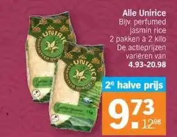 Albert Heijn Alle Unirice Bijv. perfumed Jasmin rice aanbieding