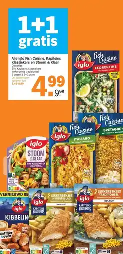 Albert Heijn Alle Iglo Fish Cuisine, Kapiteins Klassiekers en Stoom & Klaar Diepvries aanbieding