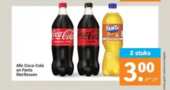 Albert Heijn Alle Coca-Cola en Fanta literflessen aanbieding