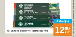 Albert Heijn Alle Starbucks capsules voor Nespresso 10 stuks aanbieding