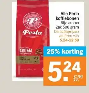 Albert Heijn Alle Perla koffiebonen aanbieding