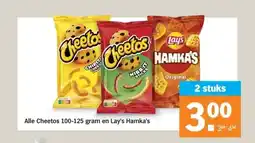 Albert Heijn Alle Cheetos 100-125 gram en Lay's Hamka's aanbieding