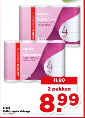 PLUS PLUS Toiletpapier 4 laags aanbieding