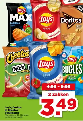 PLUS Lay's, Doritos of Cheetos ValuepaValue Pack aanbieding