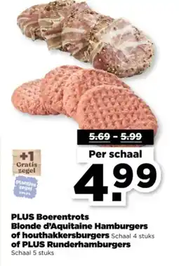 PLUS PLUS Boerentrots Blonde d'Aquitaine Hamburgers of houthakkersburgers  of PLUS Runderhamburgers aanbieding