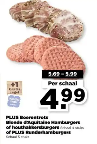 PLUS PLUS Boerentrots Blonde d'Aquitaine Hamburgers of houthakkersburgers  of PLUS Runderhamburgers aanbieding