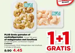 PLUS PLUS Grote garnalen of cocktailgarnalenof wokgarnalen met knoflook aanbieding