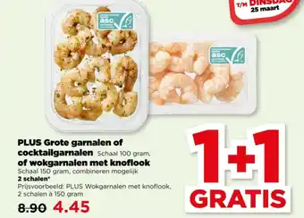 PLUS PLUS Grote garnalen of cocktailgarnalenof wokgarnalen met knoflook aanbieding