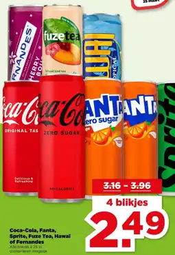 PLUS Coca-Cola, Fanta, Sprite, Fuze Tea, Hawaï aanbieding