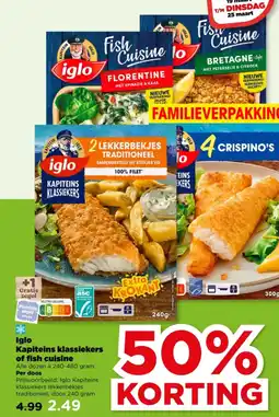 PLUS Iglo Kapiteins klassiekers of fish cuisine aanbieding