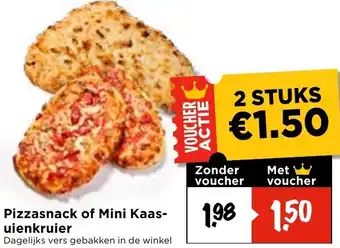 Vomar Voordeelmarkt Pizzasnack of mini kaas uienkruier aanbieding