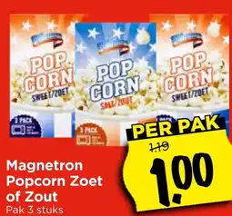 Vomar Voordeelmarkt Magnetron Popcorn Zoet of Zout aanbieding