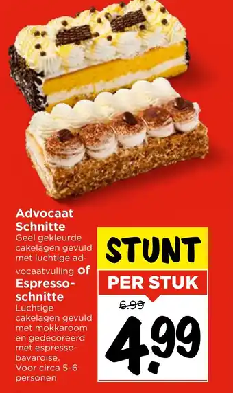 Vomar Voordeelmarkt Advocaat schnitte  of espresso schnitte aanbieding