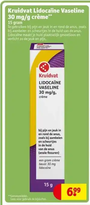 Kruidvat Kruidvat Lidocaïne Vaseline 30 mg/g crème aanbieding