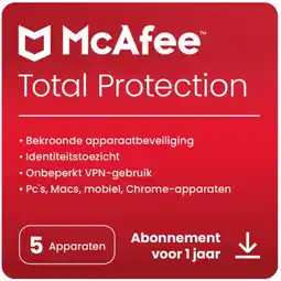 Albert Heijn Mcafee total protection 5 app 1 jaar aanbieding