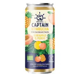 Albert Heijn The Gutsy Captain Kombucha pineapple & peach aanbieding