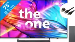 Coolblue Philips The One 75PUS8909 - Ambilight (2024) + Soundbar + Hdmi kabel aanbieding
