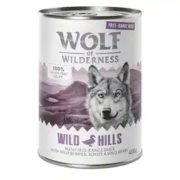 Zooplus 12x400g Wild Hills Scharreleend Wolf of Wilderness Hondenvoer nat aanbieding