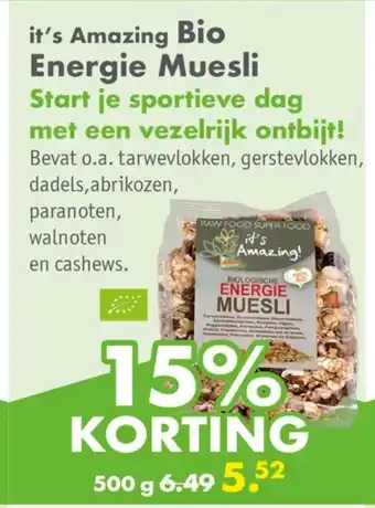 Gezond & Wel it's Amazing Bio Energie Muesli aanbieding