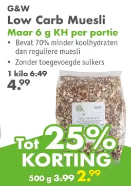 Gezond & Wel G&W Low Carb Muesli aanbieding