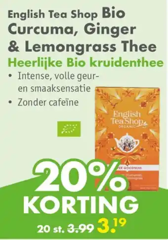 Gezond & Wel English Tea Shop Bio Curcuma, Ginger & Lemongrass Thee aanbieding