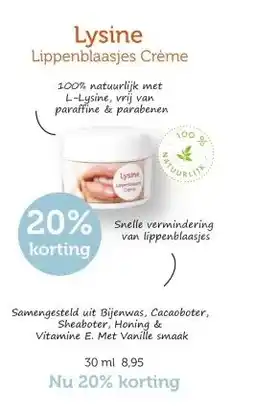 De Rode Pilaren Lysine Lippenblaasjes Crème aanbieding