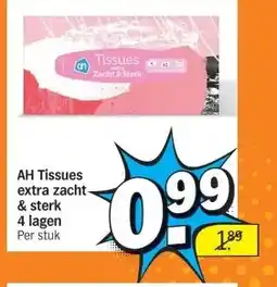 Albert Heijn AH Tissues extra zacht & sterk 4 lagen Per stuk aanbieding