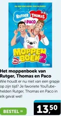 Boekenvoordeel Het moppenboek van Rutger, Thomas en Paco aanbieding