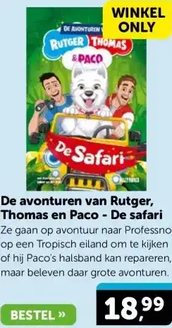 Boekenvoordeel De avonturen van Rutger, Thomas en Paco - De safari aanbieding