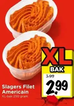 Vomar Voordeelmarkt Slagers Filet Americain XL-bak 250 gram aanbieding