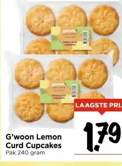 Vomar Voordeelmarkt G'woon Lemon Curd Cupcakes Pak 240 gram aanbieding