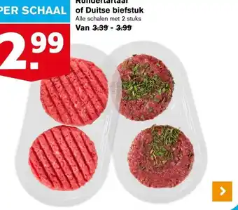 Hoogvliet Rundertartaar of Duitse biefstuk aanbieding