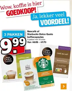 Hoogvliet Nescafé of Starbucks Dolce Gusto koffiecapsules aanbieding