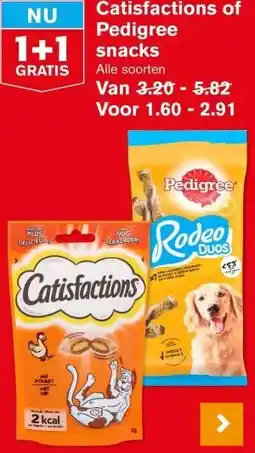 Hoogvliet Catisfactions of Pedigree snacks aanbieding