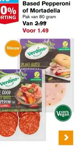 Hoogvliet Verdino Plant-Based Pepperoni of Mortadella aanbieding