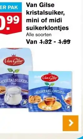 Hoogvliet Van Gilse kristalsuiker, mini of midi suikerklontjes aanbieding