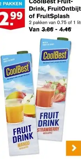 Hoogvliet CoolBest Fruit- Drink, FruitOntbijt of FruitSplash aanbieding