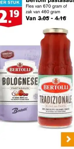 Hoogvliet Bertolli pastasaus aanbieding